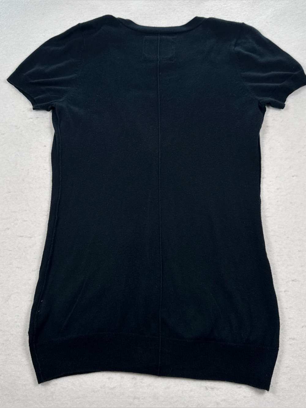 American Eagle Short Sleeve Long V-Neck Cardigan Women’s L Black Pockets Cotton - Picture 2 of 8